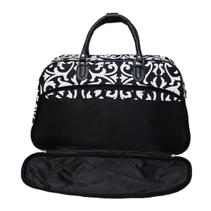 World Traveler 21-Inch Carry-On Shoulder Tote Duffel Bag, Black Trim Damask, One Size