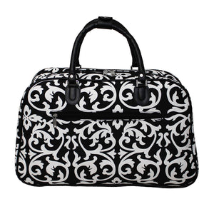 World Traveler 21-Inch Carry-On Shoulder Tote Duffel Bag, Black Trim Damask, One Size