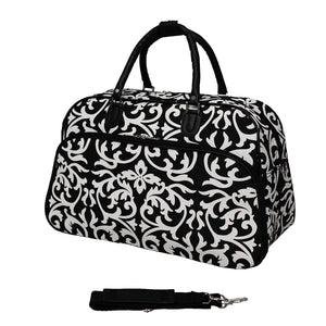 World Traveler 21-Inch Carry-On Shoulder Tote Duffel Bag, Black Trim Damask, One Size