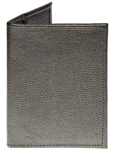 Porta pasaporte de piel (gris metálico)